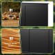 Solid wood frame and plywood detail of the black flat panel headboard, featuring pre-drilled holes for easy.