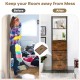 Freestanding vertical 3 drawer dresser in rustic brown with 3 shelves, perfect for organizing living room or bedroom.