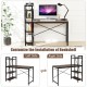 Compact 47.5-inch writing desk with 4-tier shelves, adjustable legs, and sturdy X-shape frame for home or office use.