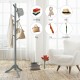 Adjustable gray wooden coat rack with 8 hooks, sturdy rubber wood, perfect for organizing clothing and accessories.