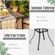 Patio square bar table featuring a spacious wood-like tabletop and a solid iron frame, perfect for garden or backyard.