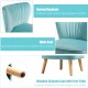 Modern armless velvet accent chair in green with splayed wood legs, offering ergonomic support and stylish comfort for.