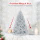 6 feet silver tinsel Christmas tree with hinged branches and metal stand, perfect for festive indoor and outdoor.