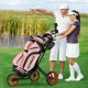 Folding 3 wheels golf push cart with adjustable handle, lightweight aluminum frame, and big wheels for easy.