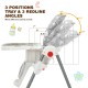 Folding baby high dining chair in gray with adjustable height, 3 backrest angles, and detachable tray for easy cleaning.