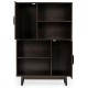 Espresso sideboard storage cabinet featuring 4 open shelves and 2 doors, ideal for organizing books and essentials.