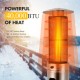 Stainless steel 40,000 BTU patio heater with glass tube, providing 360° heating for outdoor spaces up to 150 SQFT.