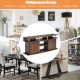63-inch walnut TV entertainment console with 2 cabinets and open shelves, perfect for living room and versatile home.