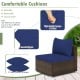 Navy cushion detail of the 7 Pieces Patio Rattan Furniture Set, featuring removable covers and smooth zippers for easy.
