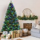 7.5 feet pre-lit artificial spruce Christmas tree with 550 multicolor lights, perfect for indoor festive decoration.