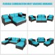 5-piece patio cushioned rattan furniture set in turquoise, featuring flexible combinations for outdoor relaxation.