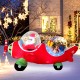 Inflatable 7.2 feet Christmas airplane with Santa, bear, and gift boxes, featuring built-in LED lights for outdoor.