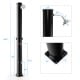 Solar-heated outdoor shower in black, featuring a 360° rotating shower head and foot tap, perfect for outdoor use.
