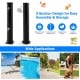 Solar-heated outdoor shower with 360° rotating shower head, black PVC, and ABS, ideal for outdoor use and easy storage.