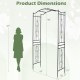 Garden arbor dimensions showing a heavy-duty metal arch trellis, 90" tall, ideal for climbing plants and outdoor events.