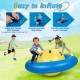 Giant inflatable dome rocker bouncer for kids in blue, featuring 6 handles for climbing, bouncing, and rolling fun.