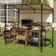 7.8 x 4.4 FT outdoor patio BBQ canopy with additional sidewall, featuring 5 hooks for organizing cooking utensils.