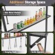 Outdoor patio BBQ canopy with beige polyester fabric, featuring 2 metal shelves, 5 hooks, and 4 bottle openers for convenience.