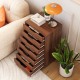 7-drawer wooden storage dresser in walnut finish with lockable wheels, perfect for organizing office or bedroom items.