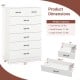 Dimensions of the 7-drawer tall dresser in white, showing size details for compact and organized storage solutions.