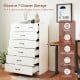7-drawer tall dresser in white with metal handles, offering massive storage for clothes and office supplies in any room.