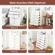 7-drawer tall dresser in white with metal handles, perfect for organizing bedroom, study, entryway, or living room.