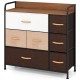 7-drawer tower dresser with steel frame and wooden top, featuring fabric drawers and modern design for versatile.