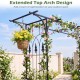 7 FT garden arch arbor with flat top design, featuring a powder-coated metal frame and elegant side patterns for.