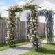 7 FT garden arch arbor with flat top design, featuring climbing roses and wisteria for a stunning outdoor focal point.