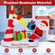 7-foot Christmas inflatable Santa with slingshot and LED lights, made of weather-resistant polyester for outdoor.