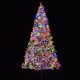 Half 7-foot artificial Christmas tree with 852 flocked branch tips, multicolored LED lights, perfect for space-saving.