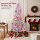 7-foot half artificial Christmas tree with 852 flocked branch tips, ideal for wall placement, adorned with colorful LED.
