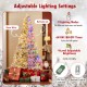 7 feet half artificial Christmas tree with 852 flocked tips, featuring multicolored lights and adjustable brightness.