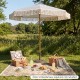 7 feet patio umbrella with fringe and boho tassels, featuring a sturdy aluminum pole for outdoor gatherings.