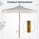 7 feet patio umbrella with fringe, blue and white stripes, featuring a sturdy aluminum pole for beach or outdoor use.