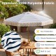 7 feet patio umbrella with blue stripes and fringe, made of premium 230G polyester for sun protection and durability.