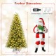 7-foot pre-lit artificial Christmas tree with soft branch tips, featuring warm white LED lights for festive decoration.
