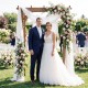 7 ft wooden garden arch trellis in rustic brown, perfect for climbing plants and wedding entryway decoration.