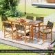 7-piece patio dining set with solid acacia wood table and 6 armchairs, perfect for outdoor gatherings and relaxation.