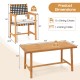 7-piece patio dining set featuring a rectangular acacia wood table and 6 armchairs with padded cushions for outdoor.