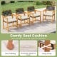 Four armchairs with thick padded cushions and woven rope seats, perfect for outdoor dining and relaxation.