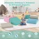 Colorful 7-piece indoor foam climbing blocks set for kids' play, promoting brain development and motor skills.