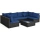 Navy corner sofa piece from the 7-piece outdoor sectional wicker patio set, designed for comfort and style in any.