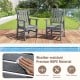 Two grey HDPE patio chairs with armrests, showcasing weather-resistant material for outdoor relaxation.