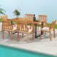 7-piece patio dining set featuring a 63” acacia wood table and 6 armchairs with removable cushions, perfect for outdoor.