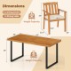 Acacia wood dining table set with 6 armchairs, featuring removable cushions and rustic design for outdoor dining.