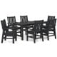 7-piece black patio dining set featuring HDPE weather-resistant table and chairs, perfect for outdoor dining.