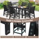 7-piece black patio dining set featuring a large 67” table and comfortable chairs, perfect for outdoor gatherings.