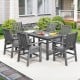 7-piece grey patio dining set featuring HDPE weather-resistant table and chairs, perfect for outdoor dining.