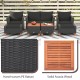 Black hand-woven PE rattan armchairs with soft cushions and solid acacia wood table, perfect for outdoor relaxation.